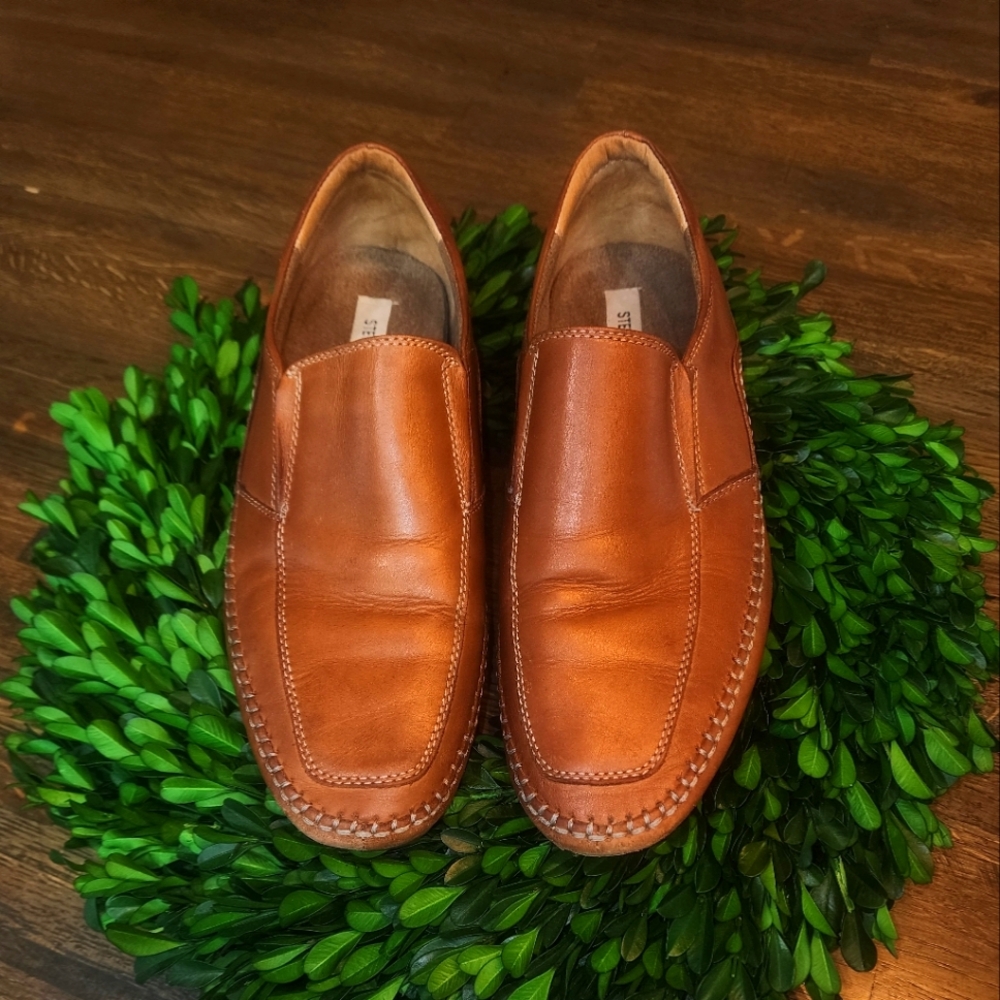 Steve Madden Caramel Brown Leather Mens Size 8 Slip On Loafers